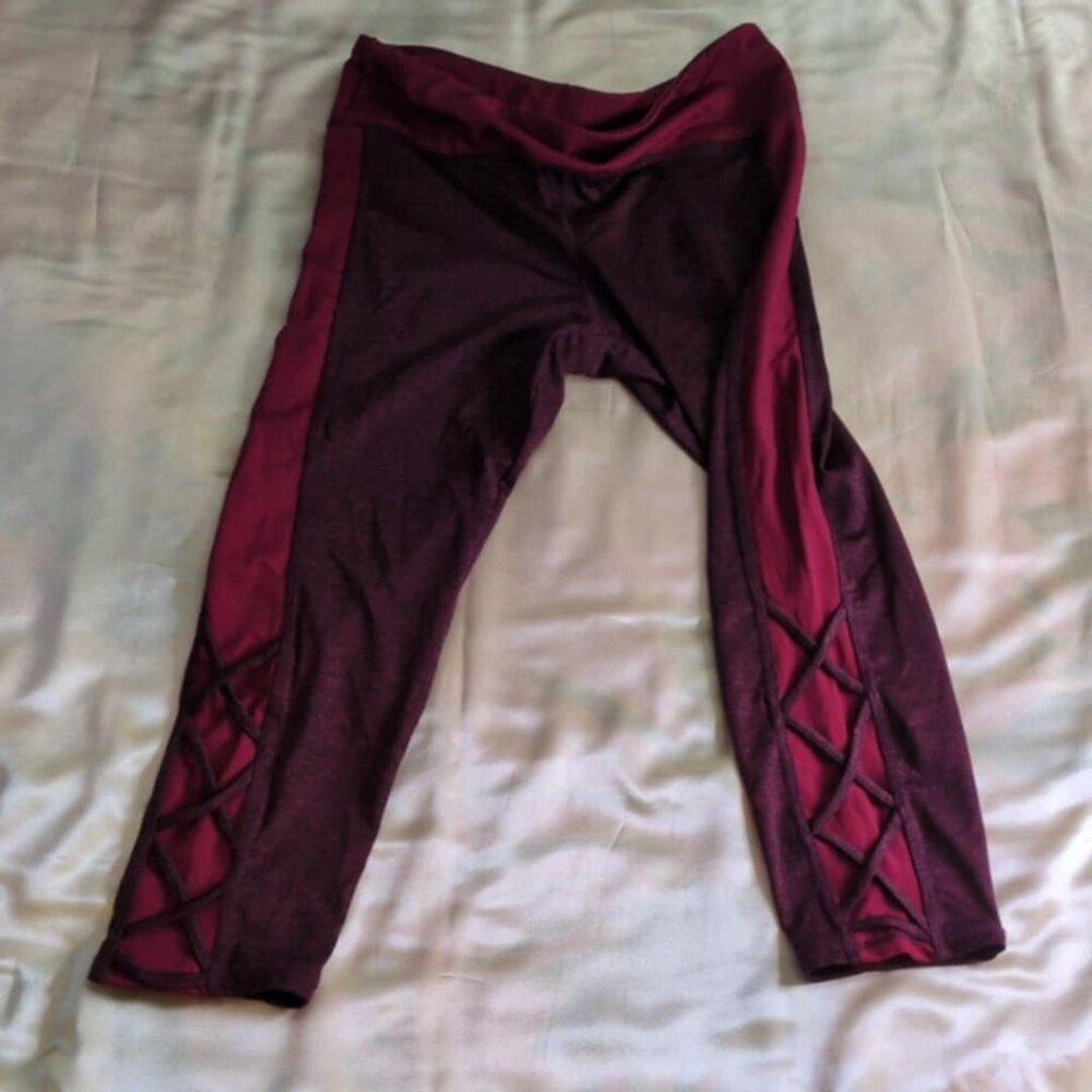 Take A Walk Mid Calf Athlete Legging Maroon Red Athletic Pickleball Tennis Sport